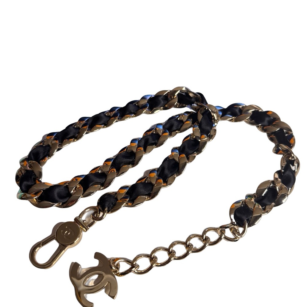 Chanel 2008 Black Satin Braid Woven Chain Link Belt/ Necklace EUC - Picture 9 of 9